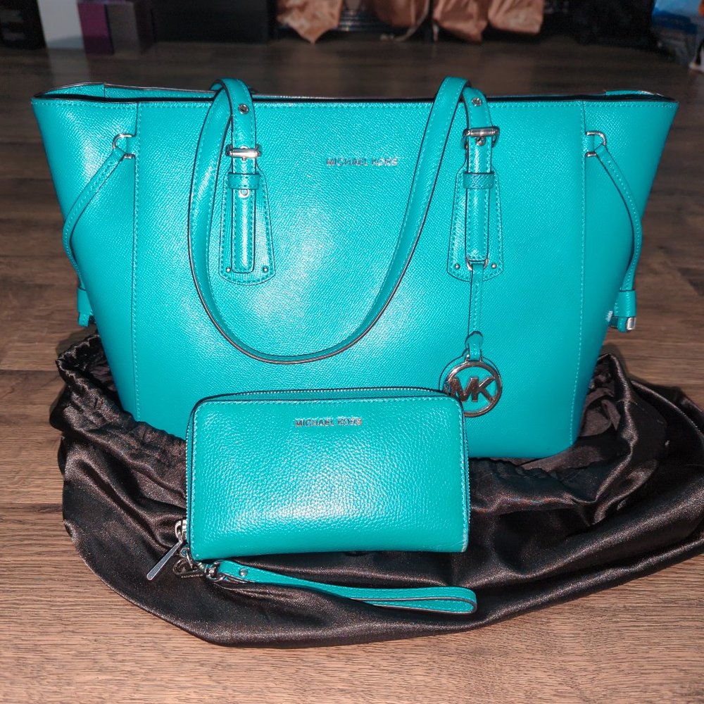 Michael Kors "Tile Blue" Bag and Wallet